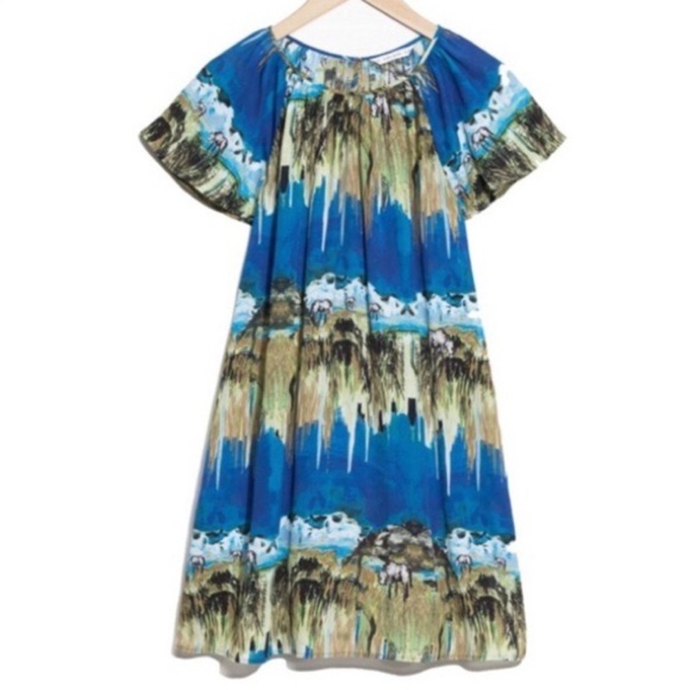 & Other Stories Blue Multi Print Mini Dress